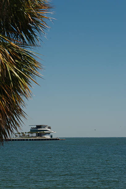 istock Modern Coastal Pier With Palm Trees Against Scenic Ocean View 2211422533