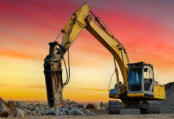 istock Excavator jackhammer for demolition. 2211425370