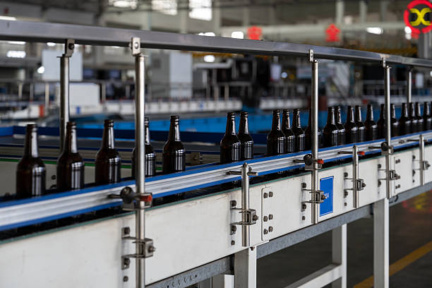 Automated production and testing factory for beer glass bottles