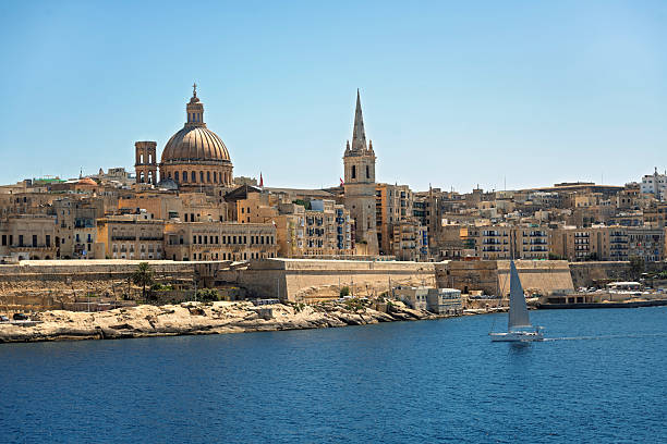 istock Sailboat in Front of Historic Valletta Waterfront 2211427033