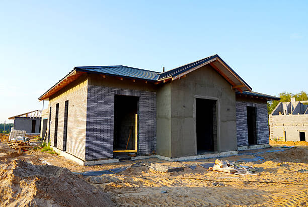 istock Villa construction. Prefab house under construction. Suburb house Construction. 2211437609