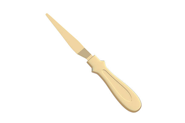 Golden spatula for cake decorating isolated on white background. 3d render