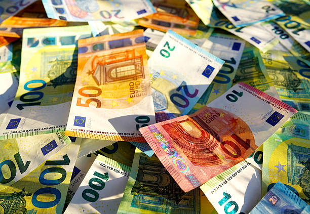 Euro money background. Euro Banknotes Design. Euro cash payment and wages. Cash background. Banknotes of European Union (EU ). Economic and political. Bills for pension and salary. Social finance.
