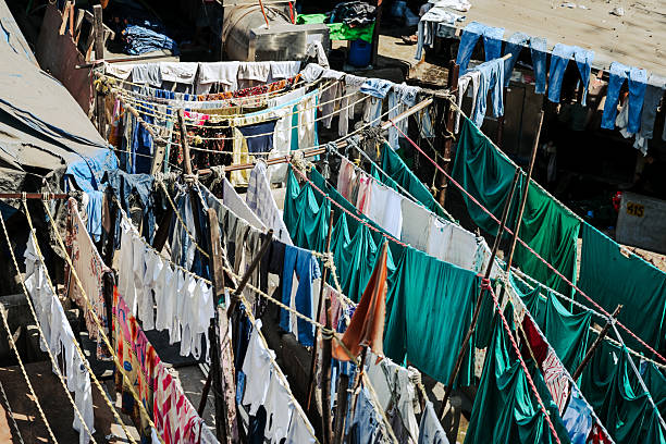 Goa, India - February 18, 2025: Dhobi Ghat, an open air laundry in Mumbai, India