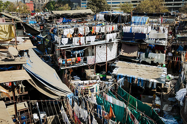 Goa, India - February 18, 2025: Dhobi Ghat, an open air laundry in Mumbai, India