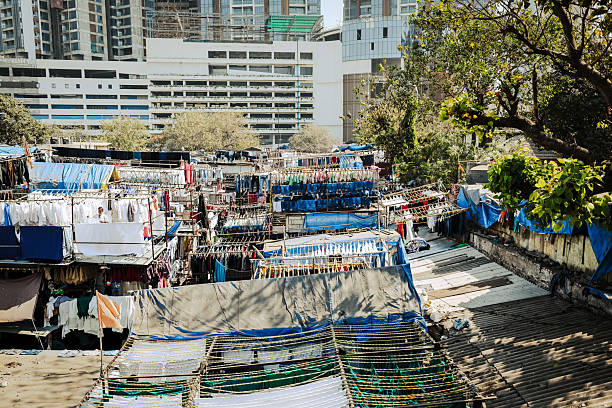 Goa, India - February 18, 2025: Dhobi Ghat, an open air laundry in Mumbai, India
