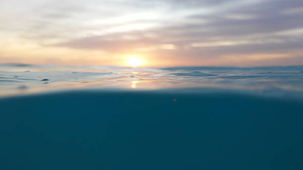 istock Tranquil sunset over calm ocean waters with underwater view 2211444788