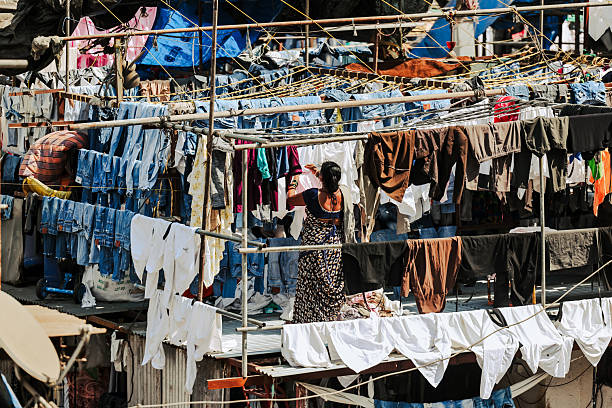 Goa, India - February 20, 2025: Dhobi Ghat, an open air laundry in Mumbai, India