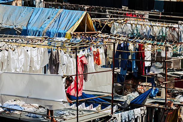 Goa, India - February 20, 2025: Dhobi Ghat, an open air laundry in Mumbai, India