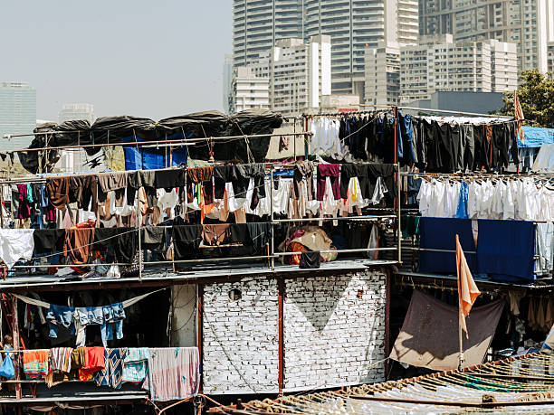 Goa, India - February 18, 2025: Dhobi Ghat, an open air laundry in Mumbai, India