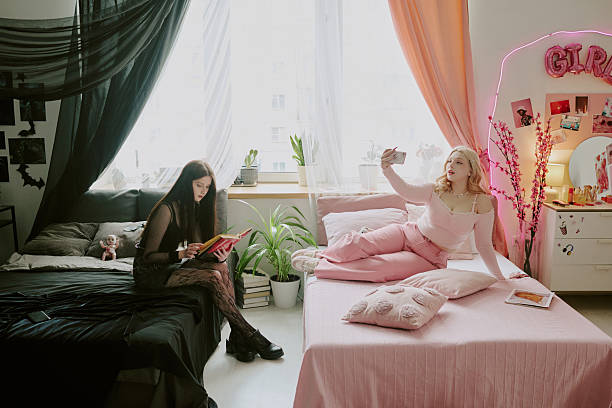Teenage Sisters at Home