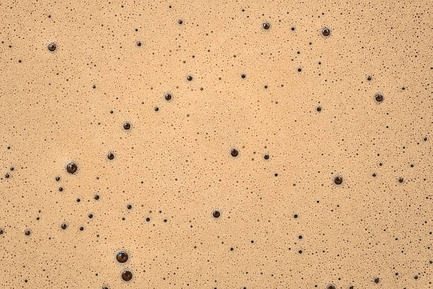 Top view macro photography of coffee foam
