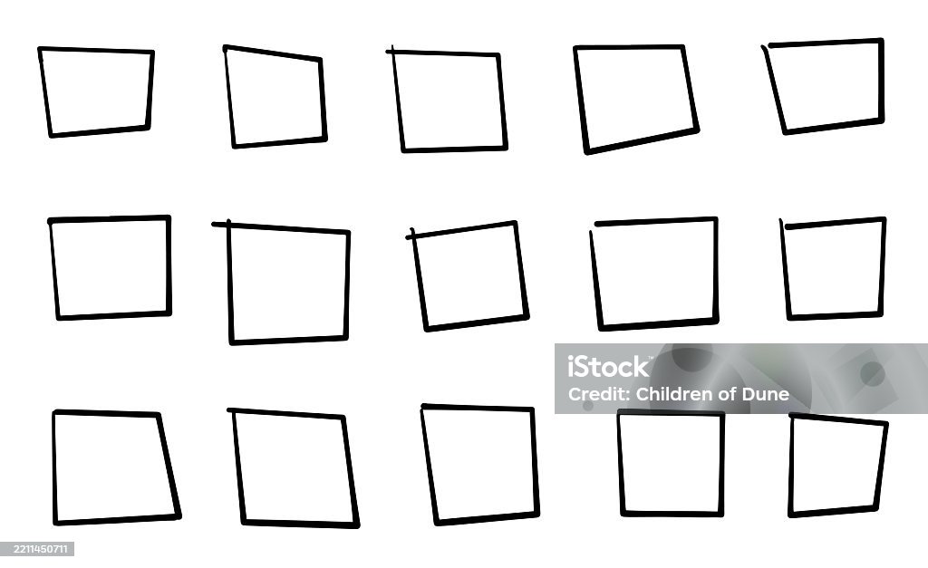 Irregular Squares Pattern Handdrawn Irregular Squares In Black Outline Stock Illustration ...