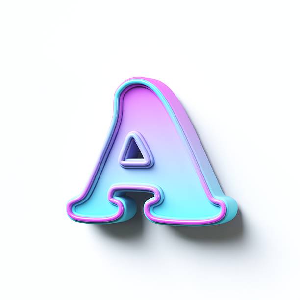 istock Pink blue gradient cartoon font Letter A 3D 2211454304