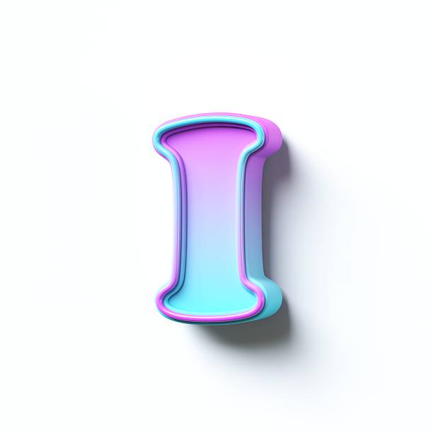 istock Pink blue gradient cartoon font Letter I 3D 2211454325