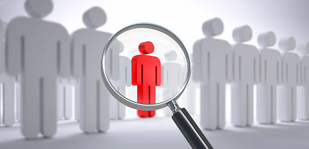 istock Group of icon men with one red leader 2211464853