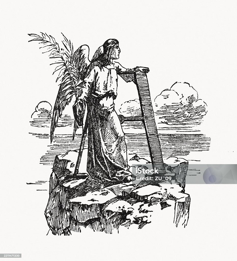 Angel Initial Angel With Initial A Wood Engraving Published In 1894 Stock ...