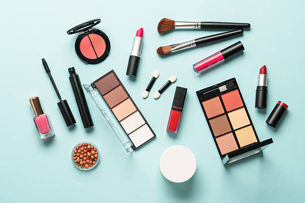istock Beauty products on blue background. 2211471348