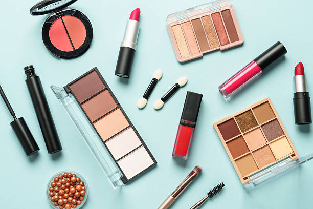 istock Beauty products on blue background. 2211471361