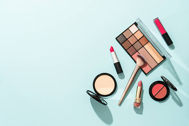 istock Beauty products on blue background. 2211471962