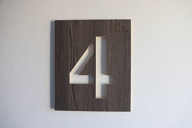 istock Sign indicating the hotel  floor with number 4 ,Elevator Cab Floor Indicator 2211473434