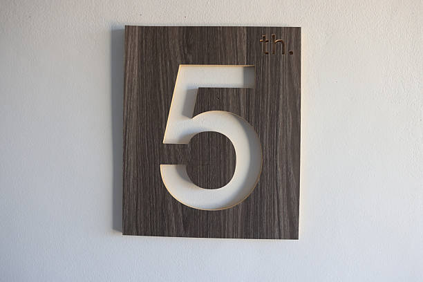 istock Sign indicating the hotel  floor with number 5, Elevator Cab Floor Indicator 2211473436