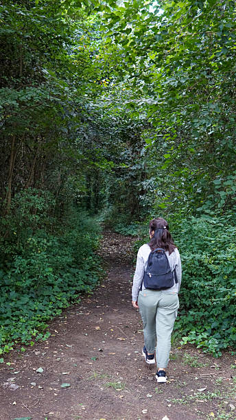 istock young woman hiking in a forest 2211473466
