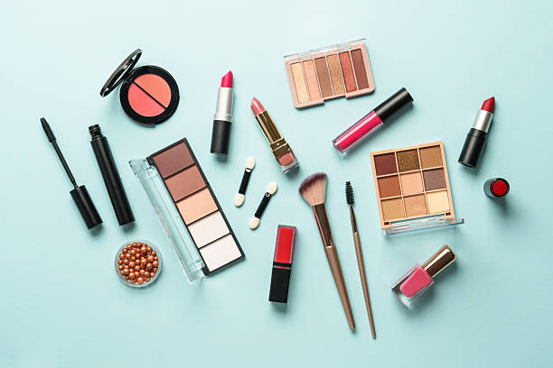 istock Beauty products on blue background. 2211474107