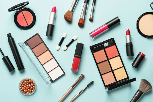 istock Beauty products on blue background. 2211474110