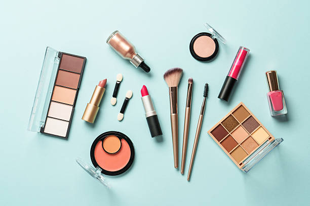 istock Beauty products on blue background. 2211474111