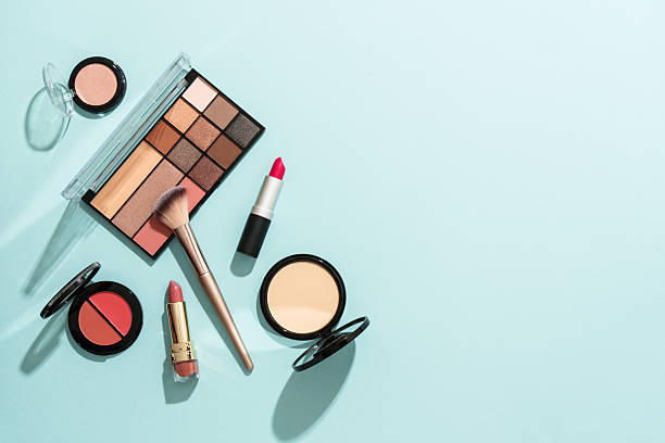 istock Beauty products on blue background. 2211474125