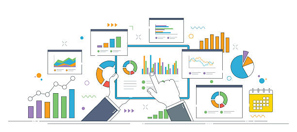 istock Data charts analysis and business finance growth with charts and graphs illustration. 2211474152