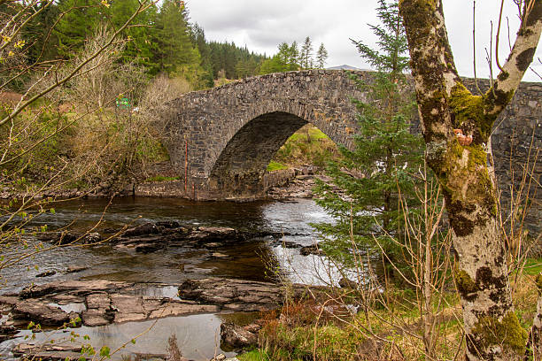 Bridge of Orchy over the River Orchy, located in the village Bridge of Orchy in Argyll and Bute, built in the 18th century by British army during the pacification of the Highlands Clans