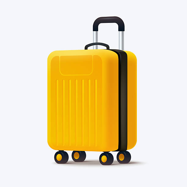 istock Yellow suitcase with wheels isolated on white. Travel luggage illustration in 3d style. Ideal for travel-related designs, blogs, promotional materials. Vector eps 10 2211485408