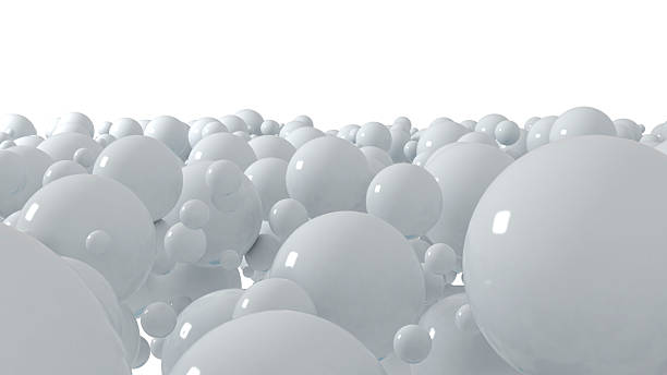istock 3d abstract illustration, assorted white spheres or balls floating 2211495074