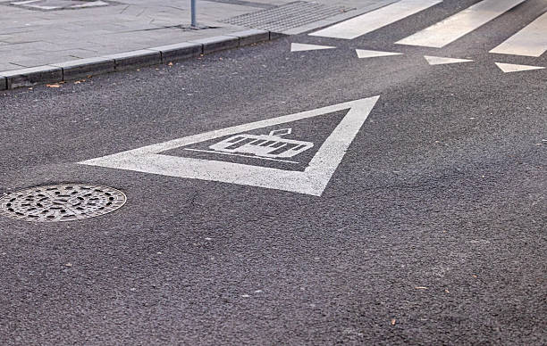 istock Tram Sign Road Markings 2211499609