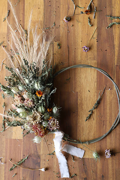 istock A dried flower wreath on a table 2211501201