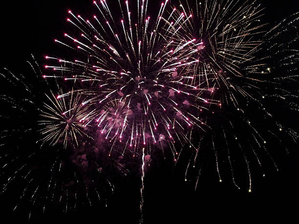 istock Spectacular fireworks explode in a night sky, creating radiant bursts of light. Festive celebration imagery, perfect for event promotions  holiday marketing. 2211509299