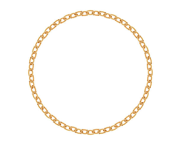 istock Elegant circular frame of lustrous golden chain links on white. Perfect for adding a touch of luxury to designs, emphasizing unity, or symbolizing connection. 2211509352