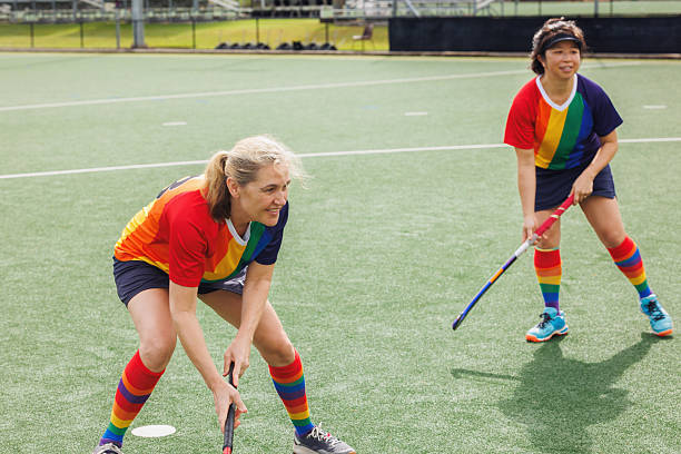 Female field hockey player in action