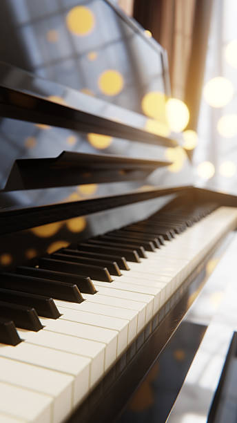 istock Piano keyboard close up view with selective focus. Warm color toned 2211517364