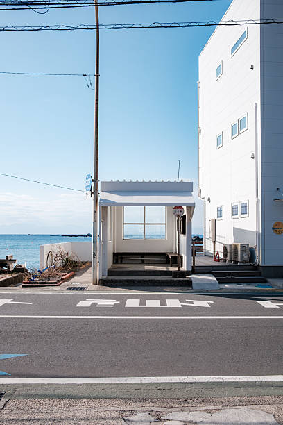 istock A bus stop with a view of the blue sea 2211523144