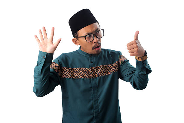 istock Surprised Asian Muslim Man Showing Number Six Gesture 2211527657