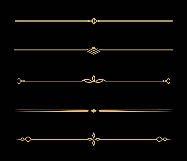 ilustrações de stock, clip art, desenhos animados e ícones de set of vintage decorative golden lines. text dividers. gold line border. lines separators, borders, vintage dividers, underline elements. vector illustration - separar