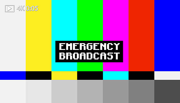 Vector illustration of a classic emergency broadcast test pattern with vibrant colors and bold text