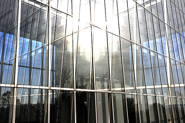 Close-up and abstract background of modern corporate building facade.