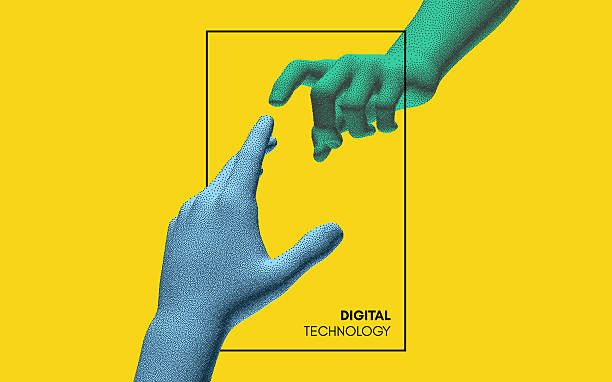 istock Hands reaching towards each other. Concept of human relation, togetherness or  partnership. 3D vector illustration. Can be used for advertising, marketing or presentation. 2211547904