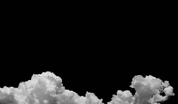 istock Fluffy white clouds isolated on black background. Design concept. Smog. Abstract clouds. Fog over the sky. Cloud or smog background 2211548826