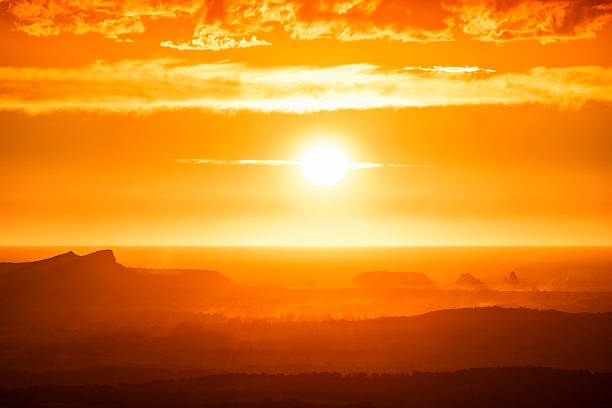 Sun over the sea and the Medes Islands. Tourism in Costa Brava