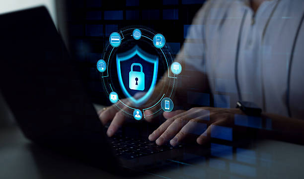 istock Datum information privacy.Protecting herself from cyber attacks and personal data.Cyber security network.Cyber security protection concept.Data protection concept. 2211551788